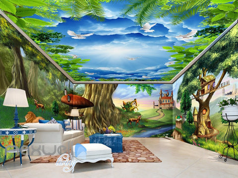 Image of 3D Fantacy Treehouse Castle Wall Murals Wallpaper Paper Art Print Decor IDCQW-000373