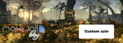 Image of 3D Wrecked Boat Deer Forest Wall Murals Wallpaper Paper Art Print Decor IDCQW-000375