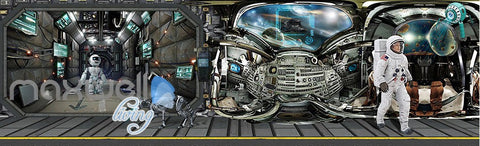 Image of 3D Astronauts Walk Robot Wall Murals Wallpaper Paper Art Print Decor IDCQW-000379