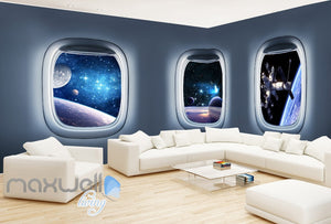 3D Space Craft Window View Wall Murals Wallpaper Paper Art Print Decor IDCQW-000380