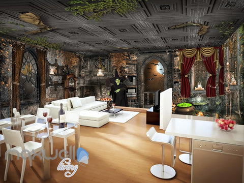 Image of 3D Witch Hounted House Wall Murals Wallpaper Paper Art Print Decor IDCQW-000382