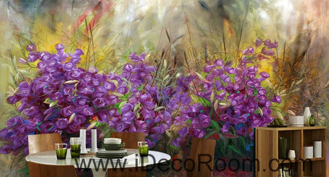 Image of Purple Flower Oilpainting Effect 000002 Wallpaper Wall Decals Wall Art Print Mural Home Decor Gift Office Business