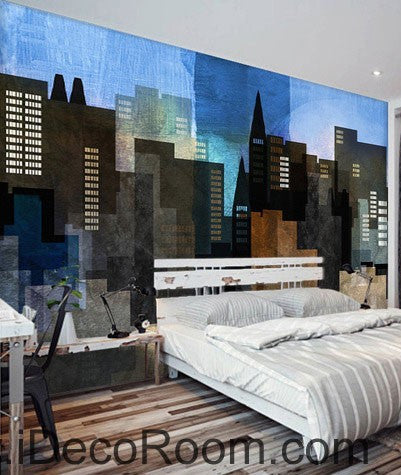 Image of Abstract City Night 000009 Wallpaper Wall Decals Wall Art Print Mural Home Decor Gift Office Business