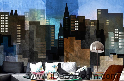 Image of Abstract City Night 000009 Wallpaper Wall Decals Wall Art Print Mural Home Decor Gift Office Business