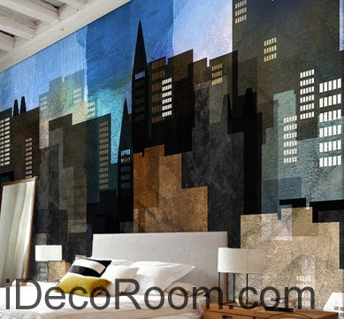 Image of Abstract City Night 000009 Wallpaper Wall Decals Wall Art Print Mural Home Decor Gift Office Business