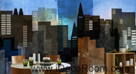 Image of Abstract City Night 000009 Wallpaper Wall Decals Wall Art Print Mural Home Decor Gift Office Business
