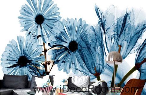 Image of Transparent Blue Daisy flower 000015 Wallpaper Wall Decals Wall Art Print Mural Home Decor Gift Office Business