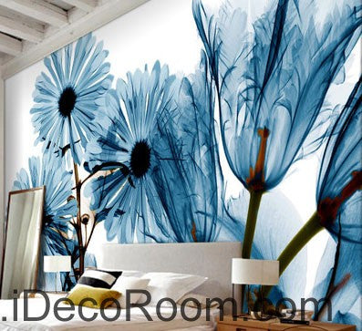 Image of Transparent Blue Daisy flower 000015 Wallpaper Wall Decals Wall Art Print Mural Home Decor Gift Office Business