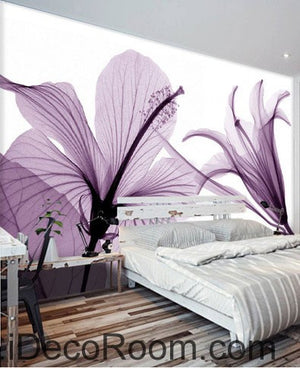 custom size 194x99 inches Transparent Purple Flowers 000016 Wallpaper