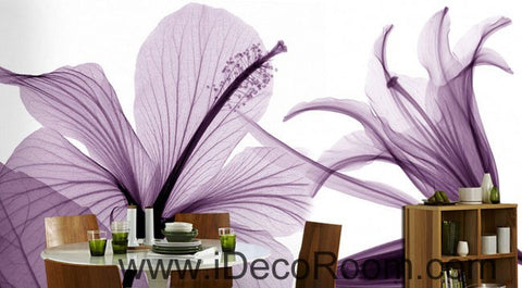 Image of custom size 194x99 inches Transparent Purple Flowers 000016 Wallpaper