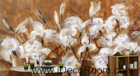 Image of White Orchid Abstact Mordern Art 000021 Wallpaper Wall Decals Wall Art Print Mural Home Decor Gift Office Business