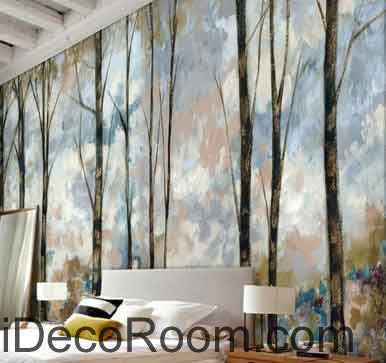 Image of Vintage Forest Oil Painting Wallpaper Wall Decals Wall Art Print Mural Home Decor Gift Office Business