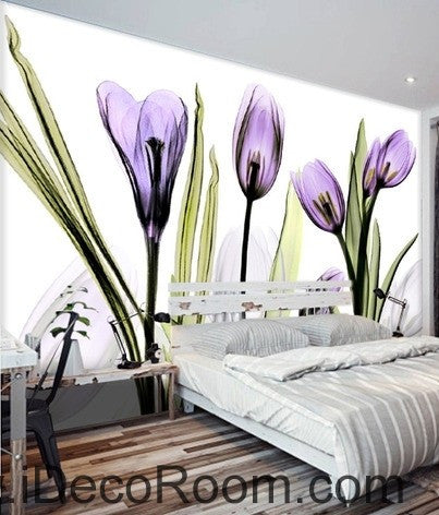 Image of Watercoler purple flower illustration IDCWP-000033 Wallpaper Wall Decals Wall Art Print Mural Home Decor Gift