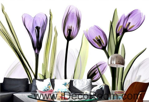 Image of Watercoler purple flower illustration IDCWP-000033 Wallpaper Wall Decals Wall Art Print Mural Home Decor Gift