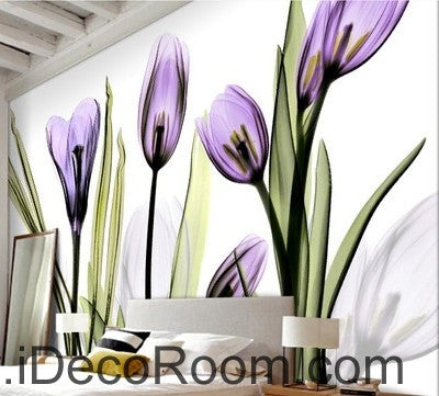Image of Watercoler purple flower illustration IDCWP-000033 Wallpaper Wall Decals Wall Art Print Mural Home Decor Gift
