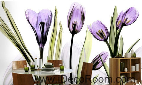 Image of Watercoler purple flower illustration IDCWP-000033 Wallpaper Wall Decals Wall Art Print Mural Home Decor Gift