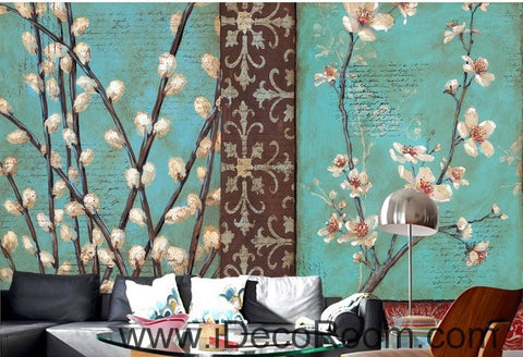 Image of White flower illustration IDCWP-000035 Wallpaper Wall Decals Wall Art Print Mural Home Decor Gift