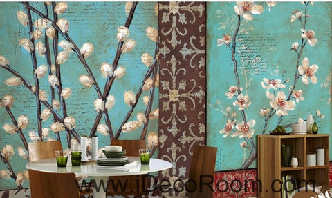 Image of White flower illustration IDCWP-000035 Wallpaper Wall Decals Wall Art Print Mural Home Decor Gift