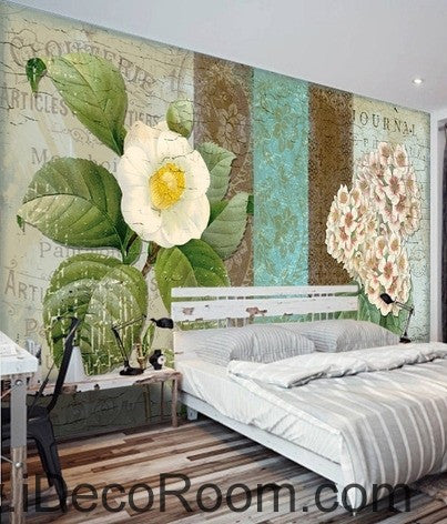 Image of White flower illustration IDCWP-000036 Wallpaper Wall Decals Wall Art Print Mural Home Decor Gift