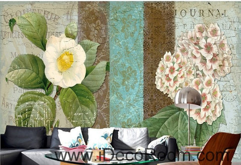 Image of White flower illustration IDCWP-000036 Wallpaper Wall Decals Wall Art Print Mural Home Decor Gift