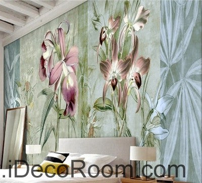 Image of Colorful flower illustration IDCWP-000043 Wallpaper Wall Decals Wall Art Print Mural Home Decor Gift
