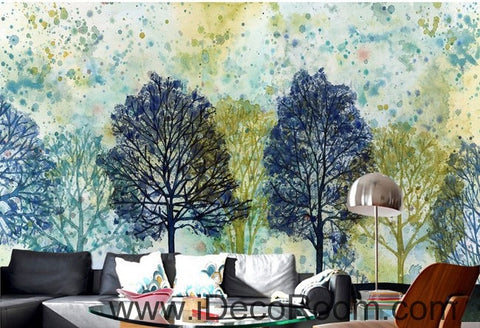 Image of Colorful tree illustration IDCWP-000044 Wallpaper Wall Decals Wall Art Print Mural Home Decor Gift