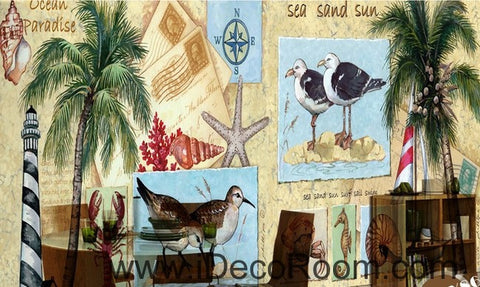 Image of Coconut tree beach IDCWP-000045 Wallpaper Wall Decals Wall Art Print Mural Home Decor Gift