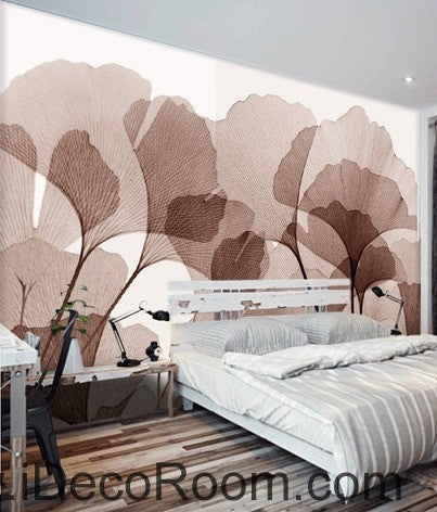 Image of Brown Ginkgo Tree leaves IDCWP-000046 Wallpaper Wall Decals Wall Art Print Mural Home Decor Gift