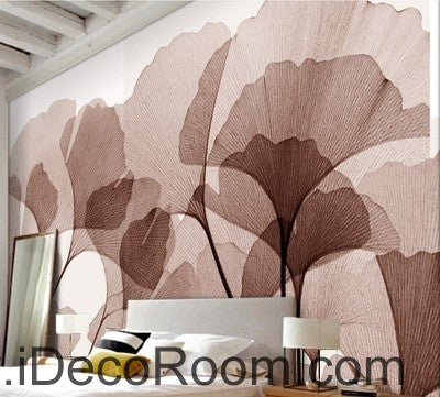 Image of Brown Ginkgo Tree leaves IDCWP-000046 Wallpaper Wall Decals Wall Art Print Mural Home Decor Gift