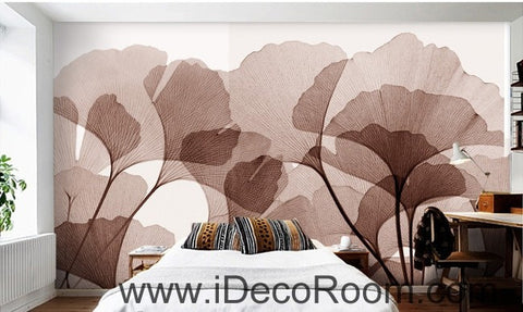 Image of Brown Ginkgo Tree leaves IDCWP-000046 Wallpaper Wall Decals Wall Art Print Mural Home Decor Gift