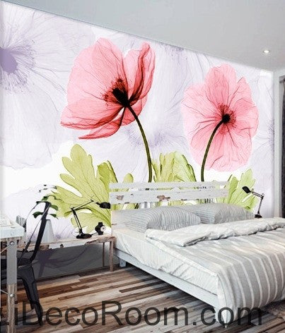 Image of Colorful red flower illustration IDCWP-000047 Wallpaper Wall Decals Wall Art Print Mural Home Decor Gift