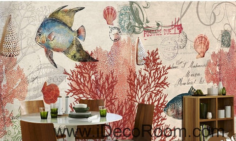 Image of Tropical Fish stamp IDCWP-000049 Wallpaper Wall Decals Wall Art Print Mural Home Decor Gift