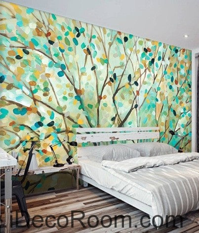 Image of Abstract Spring Forest Tree Branch Leaves IDCWP-000057 Wallpaper Wall Decals Wall Art Print Mural Home Decor Gift