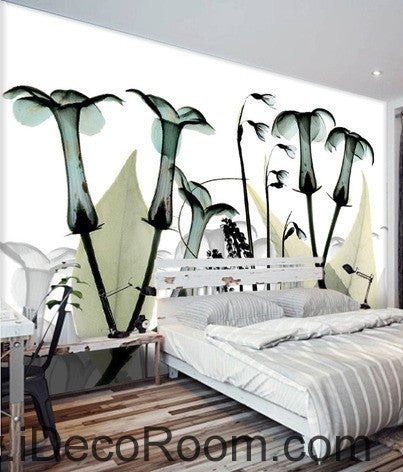 Image of Transparent Wild Flower Leaves IDCWP-000065 Wallpaper Wall Decals Wall Art Print Mural Home Decor Gift