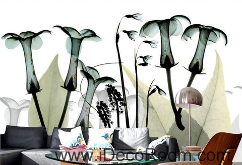 Image of Transparent Wild Flower Leaves IDCWP-000065 Wallpaper Wall Decals Wall Art Print Mural Home Decor Gift