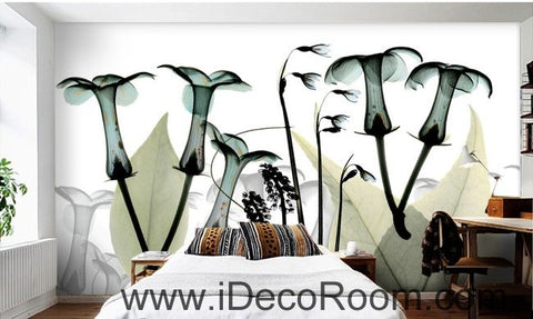 Image of Transparent Wild Flower Leaves IDCWP-000065 Wallpaper Wall Decals Wall Art Print Mural Home Decor Gift