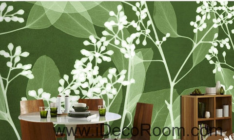 Image of Green Grass Wild Flower Leaves Illustration IDCWP-000080 Wallpaper Wall Decals Wall Art Print Mural Home Decor Gift