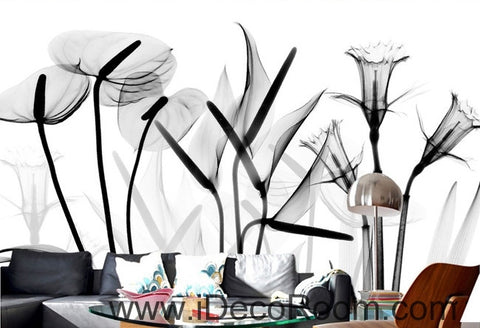 Image of Beautiful dream black and white art calla lily tulip transparent wall art wall decor mural wallpaper wall IDCWP-000087