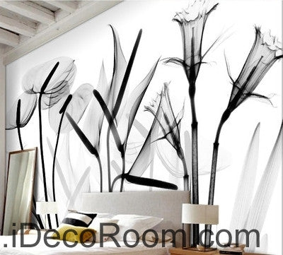 Image of Beautiful dream black and white art calla lily tulip transparent wall art wall decor mural wallpaper wall IDCWP-000087
