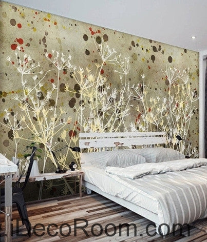 Image of European style retro abstract little pattern dandelion tree branch oil painting effect wall art wall decor mural wallpaper wall IDCWP-000096