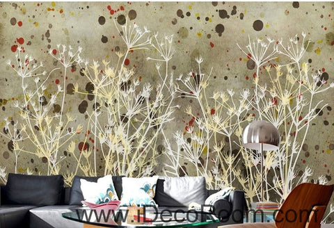 Image of European style retro abstract little pattern dandelion tree branch oil painting effect wall art wall decor mural wallpaper wall IDCWP-000096