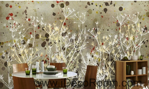 Image of European style retro abstract little pattern dandelion tree branch oil painting effect wall art wall decor mural wallpaper wall IDCWP-000096