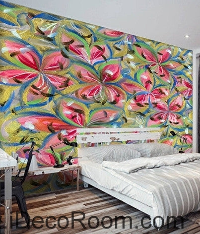 Image of Beautiful dream romantic abstract color lily petal oil painting effect wall art wall decor mural wallpaper wall IDCWP-000098