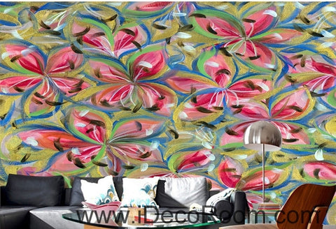 Image of Beautiful dream romantic abstract color lily petal oil painting effect wall art wall decor mural wallpaper wall IDCWP-000098