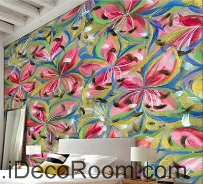 Image of Beautiful dream romantic abstract color lily petal oil painting effect wall art wall decor mural wallpaper wall IDCWP-000098
