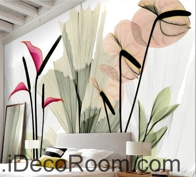 Image of A beautiful dream fresh red blooming calla lily transparent wall art wall decor mural wallpaper wall IDCWP-000099