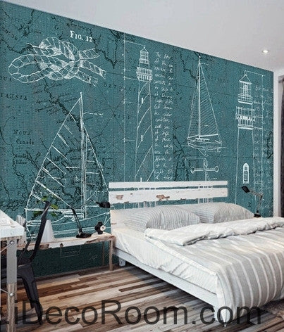 Image of Fantastic fresh white lines Sailing pattern oil painting effect wall art wall decor mural wallpaper wall paper IDCWP-000100