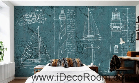 Image of Fantastic fresh white lines Sailing pattern oil painting effect wall art wall decor mural wallpaper wall paper IDCWP-000100