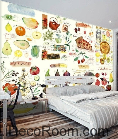 Image of Clear Green Vegetable Fruit Tomato Pizza Restaurant Mural wall art wall decor mural wallpaper wall IDCWP-000103