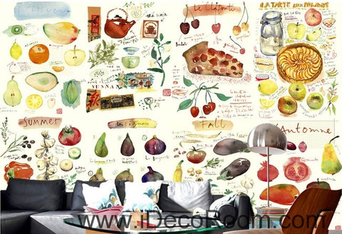 Image of Clear Green Vegetable Fruit Tomato Pizza Restaurant Mural wall art wall decor mural wallpaper wall IDCWP-000103